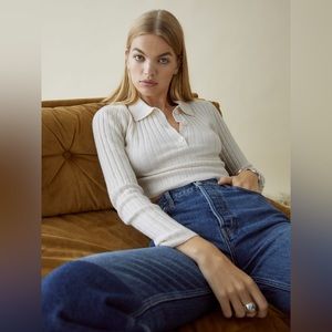 Reformation Cashmere Sweater collared crop